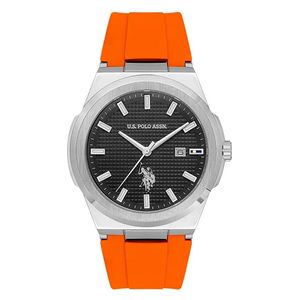 ساعة .يو.اس. بولو اسن للرجال USPA1105-04 - عرض بعقارب, سوار من السيليكون - برتقالي