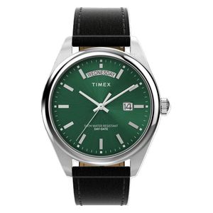  Timex Watch TW2W57300 For Men - Analog Display, Leather Band - Black 