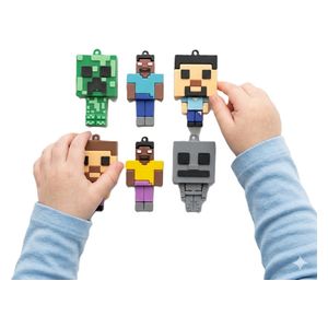  Minecraft Character Keychain Set Rubber Figural - 6 Piece - Multi color 
