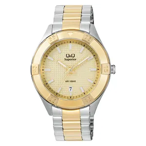 Q&Q Watch S20A-006PY For Men - Analog Display, Stainless Steel Band - Gold