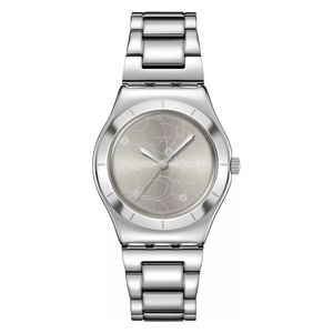  ساعة سواتج للجنسين YLS237G - عرض بعقارب, سوار من الستانلس ستيل - رمادي 