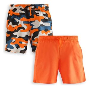  طقم شورت من قطعتين برتقالي ومموه للأولاد - 6 سنوات 