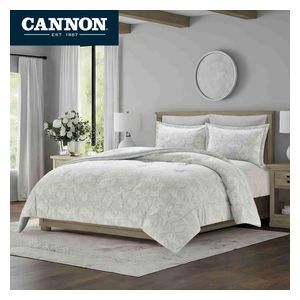  Cannon Comforter Set, Double , 260X240cm - 6 Piece - Light Gray 