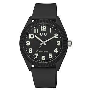  Q&Q Watch V12A-004VY For Men - Analog Display, Resin Band - Black 