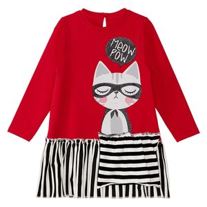 Meow Pow Red Girl Dress - 5Y