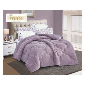 Venice Winter Comforter Set, Double, 260 x 240cm - 6 Piece - Purple