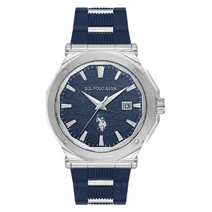 ساعة .يو.اس. بولو اسن للرجال USPA1107-02 - عرض بعقارب, سوار من السيليكون - ازرق