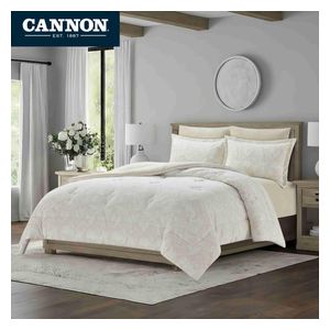  Cannon Comforter Set, Double , 260X240cm - 6 Piece - Ivory 