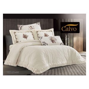  كالفو طقم لحاف شتائي مزدوج 260x240  سم - 6 قطع - كريمي 