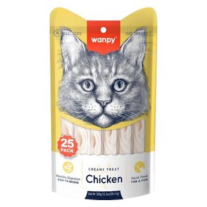 وانبي وجبة كريمية خفيفة للقطط بنكهة الدجاج - 25 قطعة
