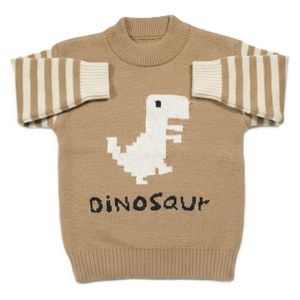  Kids Dinosaur Knitted Sweater, 3-4 Y - Walnut 
