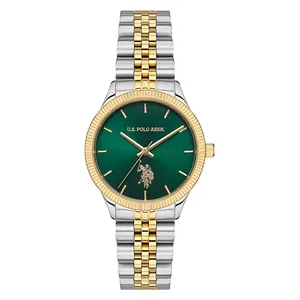 ساعة .يو.اس. بولو اسن للنساء USPA2061-07 - عرض بعقارب, سوار من الستانلس ستيل - ذهبي