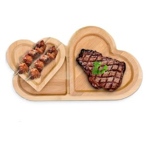  Heart-Shaped Serving Tray - Wood 