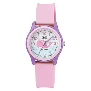 Q&Q Watch VS59J001Y For Kids - Analog Display, Resin Band - Pink