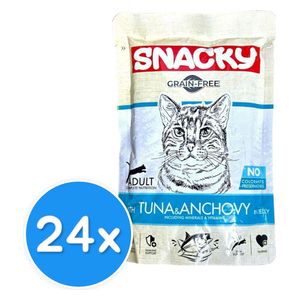  Snacky Tuna & Anchovy in Jelly Cat Food - 24 Pieces 