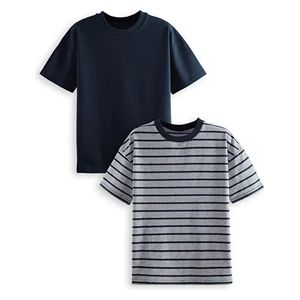  2 Pack Boy Navy Blue&Grey T-shirts - 7Y 