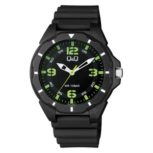 Q&Q Watch V30A-005VY For Men - Analog Display, Resin Band - Black