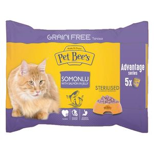  بت بيز طعام للقطط المعقمة بنكهة سمك السلمون - 5 قطع 