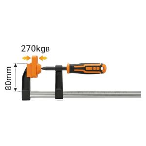  Ingco HFC020802 - F-Clamp Woodworking Bar Clamp - 80x300mm - Light Orange 