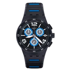 Swatch Watch SUSB410 For Unisex - Analog Display, Silicone Band - Black
