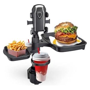  Carluax cz-94140 - Multi-Functional Car Cup Holder with Adjustable Rotating Tray - Black 