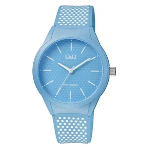 Q&Q Watch VR28J033Y For Men - Analog Display, Resin Band - Blue
