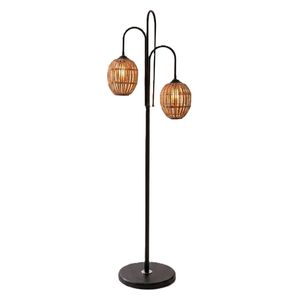  Alshamil Dual Woven Shade Metal Floor Lamp - 28x165 cm - Black 
