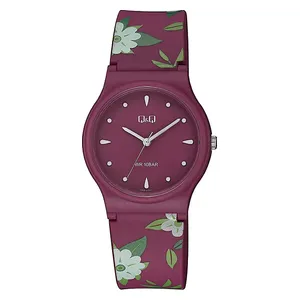 Q&Q Watch V06A-010VY For Women - Analog Display, Resin Band - Maroon