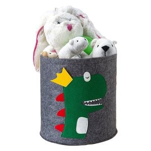  سلة تخزين العاب للاطفال على شكل ديناصور - رمادي مخضر 