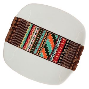 Square Plate Hand-painted for Serving and Decor - 27 cm