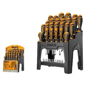  Ingco HKSD2628 - Premium Screwdriver Set with Plastic Stand - 26 Pcs - Light Orange 
