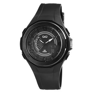 Q&Q Watch GW91J002Y For Women - Analog Display, Rubber Band - Black