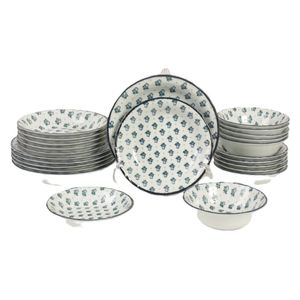 Porland Yada Plates Set , 24 Piece - Green