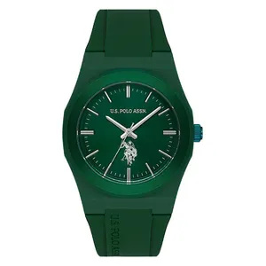  ساعة .يو.اس. بولو اسن للرجال USPA1083-02 - عرض بعقارب, سوار من السيليكون - اخضر 