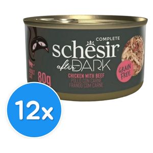 Schesir Dark Chicken with Beef in Broth Cat Food - 12 Pieces