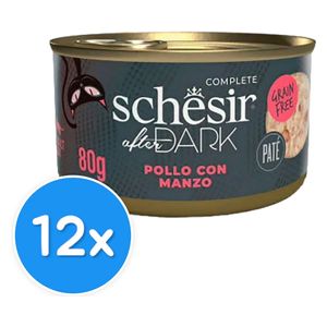 Schesir Dark Chicken with Beef in Pate Cat Food - 12 Pieces