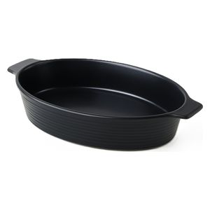 Almanar PLAT0006 - Oval Ceramic Baking Dish - Black