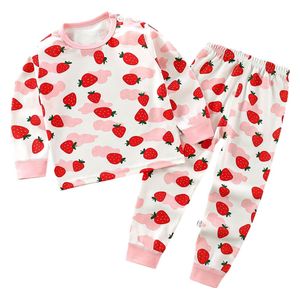  Girls Strawberry Pattern Pajama Set - 1-2Y 