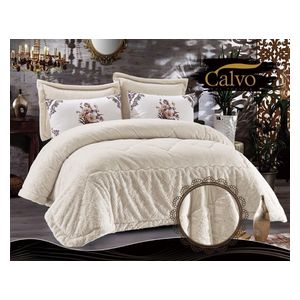  Calvo Winter Comforter Set, Double, 260 x 240cm - 6 Piece - Beige 