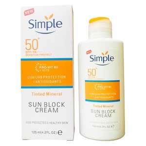  سيمبل كريم واقي شمس معدني ملون بعامل حماية 50+ - يحمي ويرطب البشرة الحساسة, 125 مل 