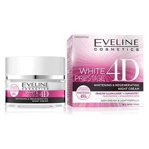  Eveline Cosmetics White Prestige 4D Night Whitening Cream - Evens skin tone and regenerates skin for a fresher look, 50 ml 