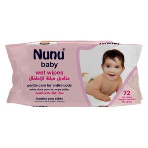  نونو مناديل مبللة للأطفال - تنظف وترطب البشرة وتمنع الطفح الجلدي, 72 قطعة 