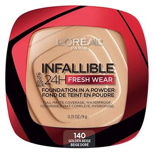  LOreal Paris Infaillible Foundation Powder - 24H Fresh Wear, 140 Golden Beige 