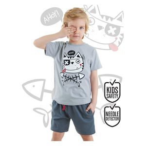  طقم تيشيرت وشورت بطبعة قطة قرصان - 4 سنوات 