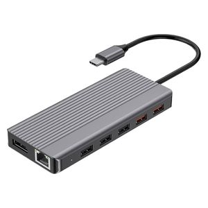  Powerology 12-in-1 USB-C Hub with HDMI, 100W PD - Gray 