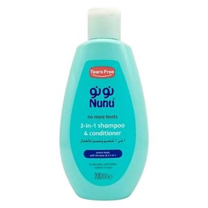  نونو 2 في 1 شامبو وبلسم أطفال - ينظف وينعم الشعر بدون دموع, 200 مل 
