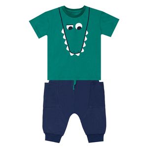 Funny Dino Boy T-shirt&Capri Pants Set - 6Y