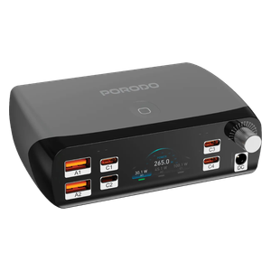  Porodo PowerGate PDFWCH090BK - 7-in-1 Charging Ports - Black 