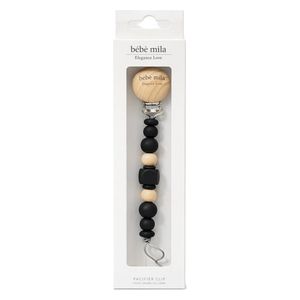  Bebe Mila Silicone & Wooden Bead Pacifier Chain - Black 