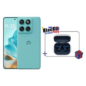 موتورولا ايدج 60 فيوجن - 6.67 انش, 120 هيرتز, POLED, HDR10+ - ميديا ​​تيك دايمنسيتي 7300 - بحجم بطارية 5200 مللي امبير, بسرعة شحن 68 واط توربو باور + سماعة بلوتوث داخل الأذن موتو بادز